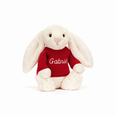 Jellycat Bashful Cream Konijn with Red Jumper | DH8597416